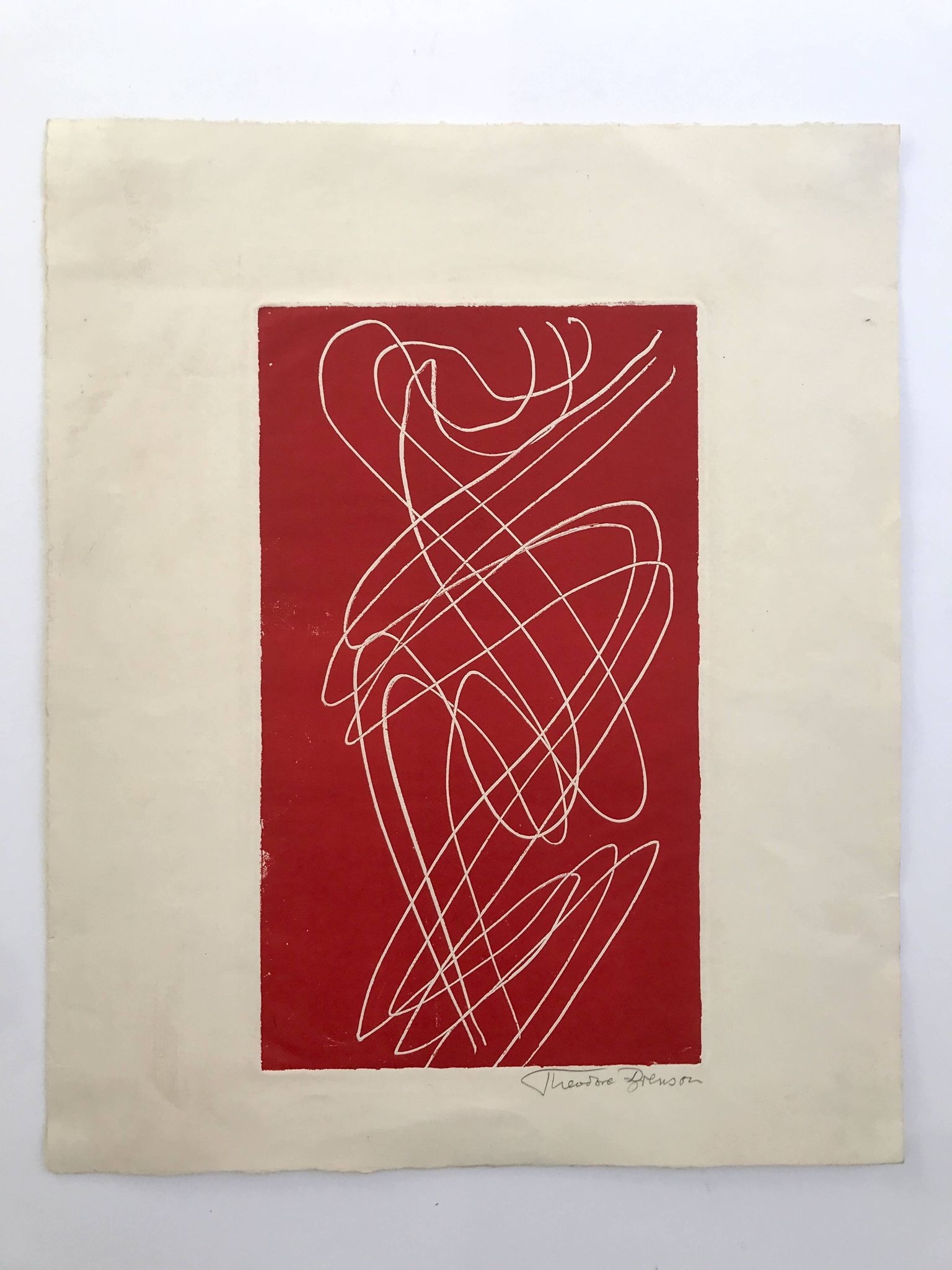 Theodore brenson, untitled, c. 1950. original engraving signed in pencil.
