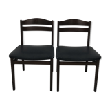 Pair of Danish chairs from the 60s in teak and black leatherette.
