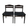 Pair of Danish chairs from the 60s in teak and black leatherette.