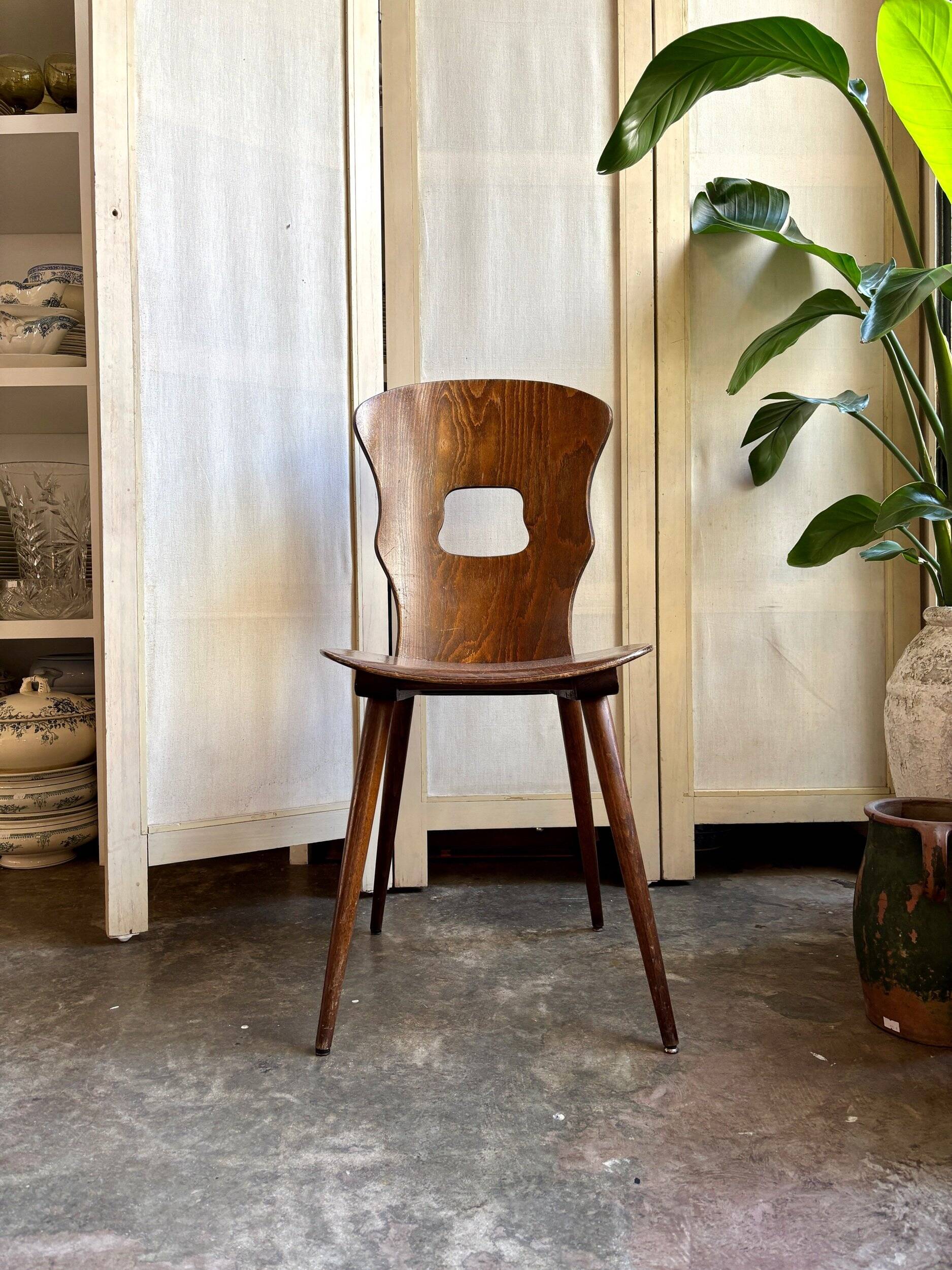 Baumann chair model "Gentiane" in dark wood