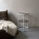 Tubular space age serving table in white metal and pink smoked glass, 1970s design