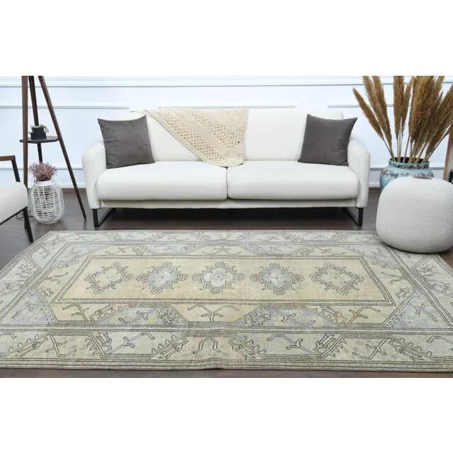 1970s Vintage Turkish Oushak Handmade Wool Cotton Orange Area Rug  170x263