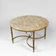 Neoclassical round coffee table, Brass and Marble, France, circa 1960