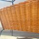 Vintage wicker and metal magazine rack 1970