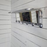 Aluminum wall coat rack with pivoting mirror from the 60s