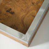 Elm and chrome magnifying glass tray, 1970s