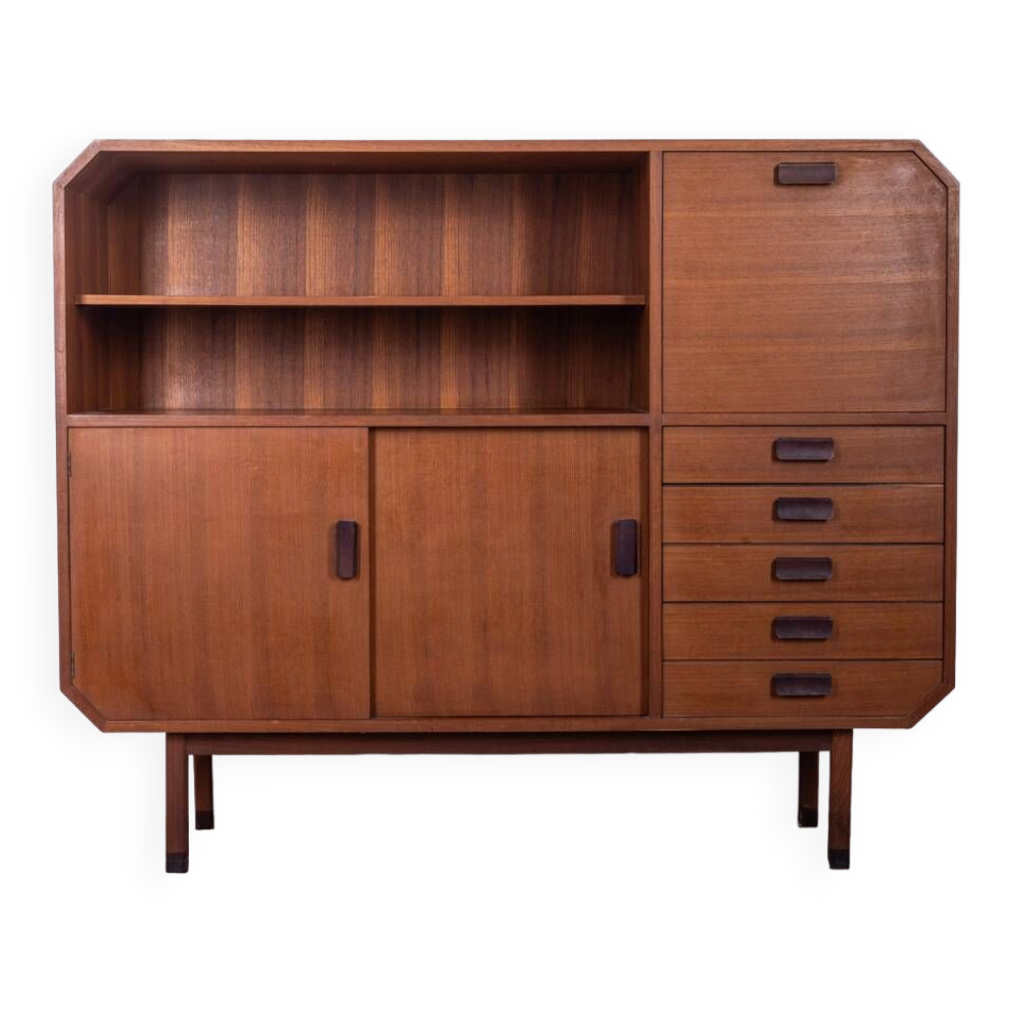 Buffet haut vintage années 60 en bois de teck design italien