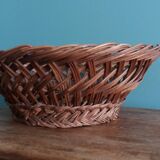 Antique basket, fruit basket or bread basket made of wicker