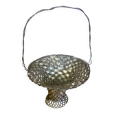 Panier Tressé Ancien Metal Argenté Vintage #E015