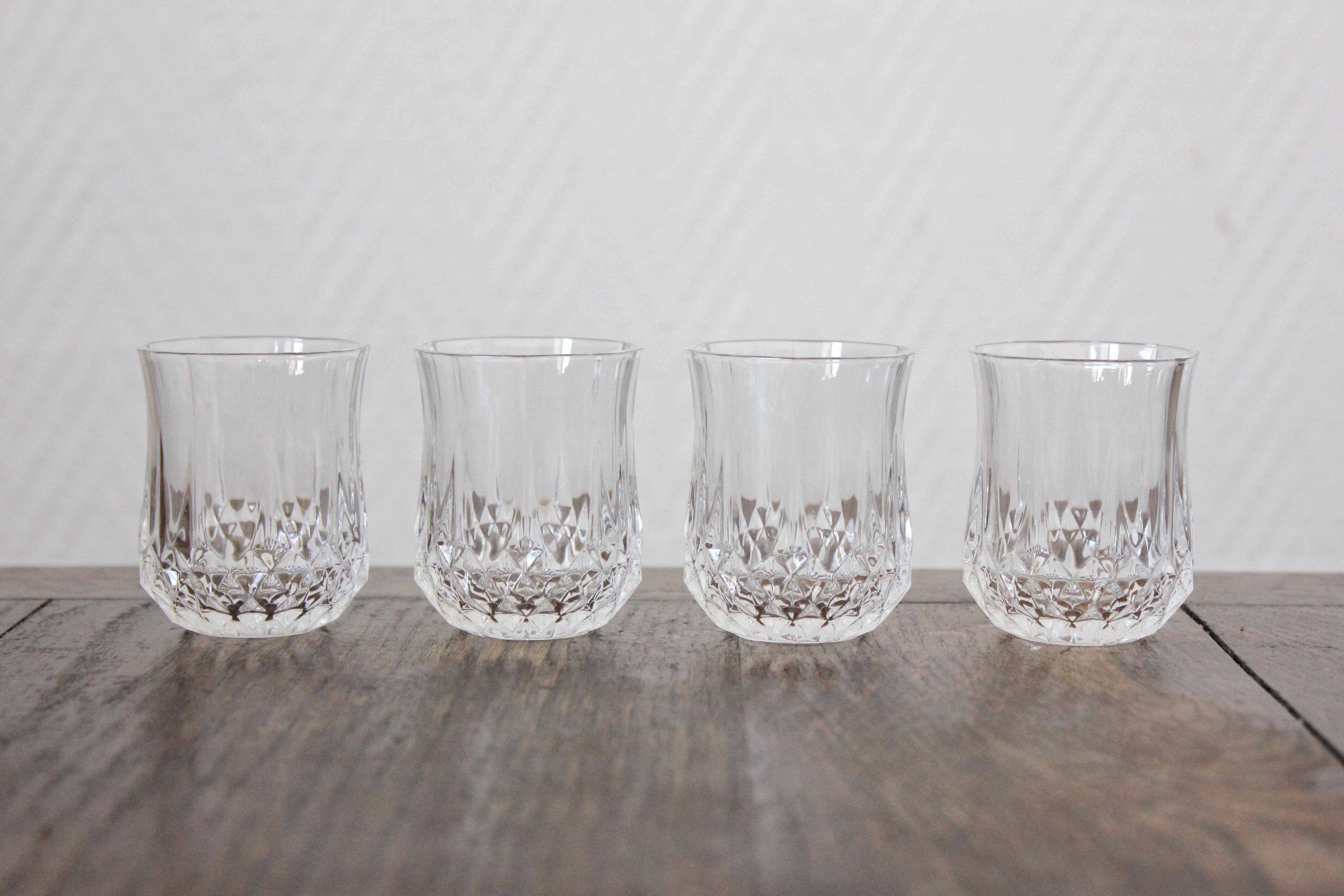 4 glasses with digestive crystal Arques vintage Longchamp model