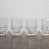 4 glasses with digestive crystal Arques vintage Longchamp model