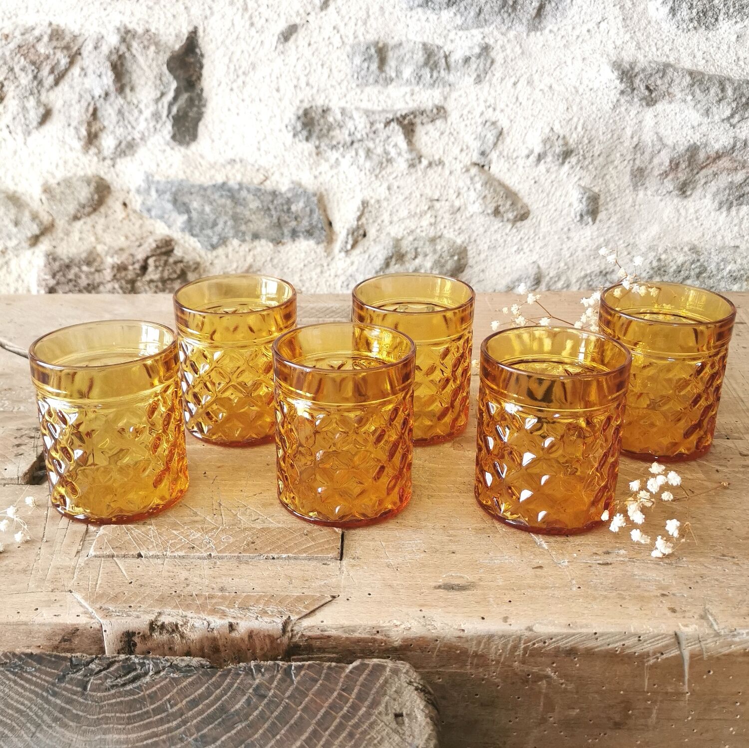 Vintage pernod glasses, amber glass