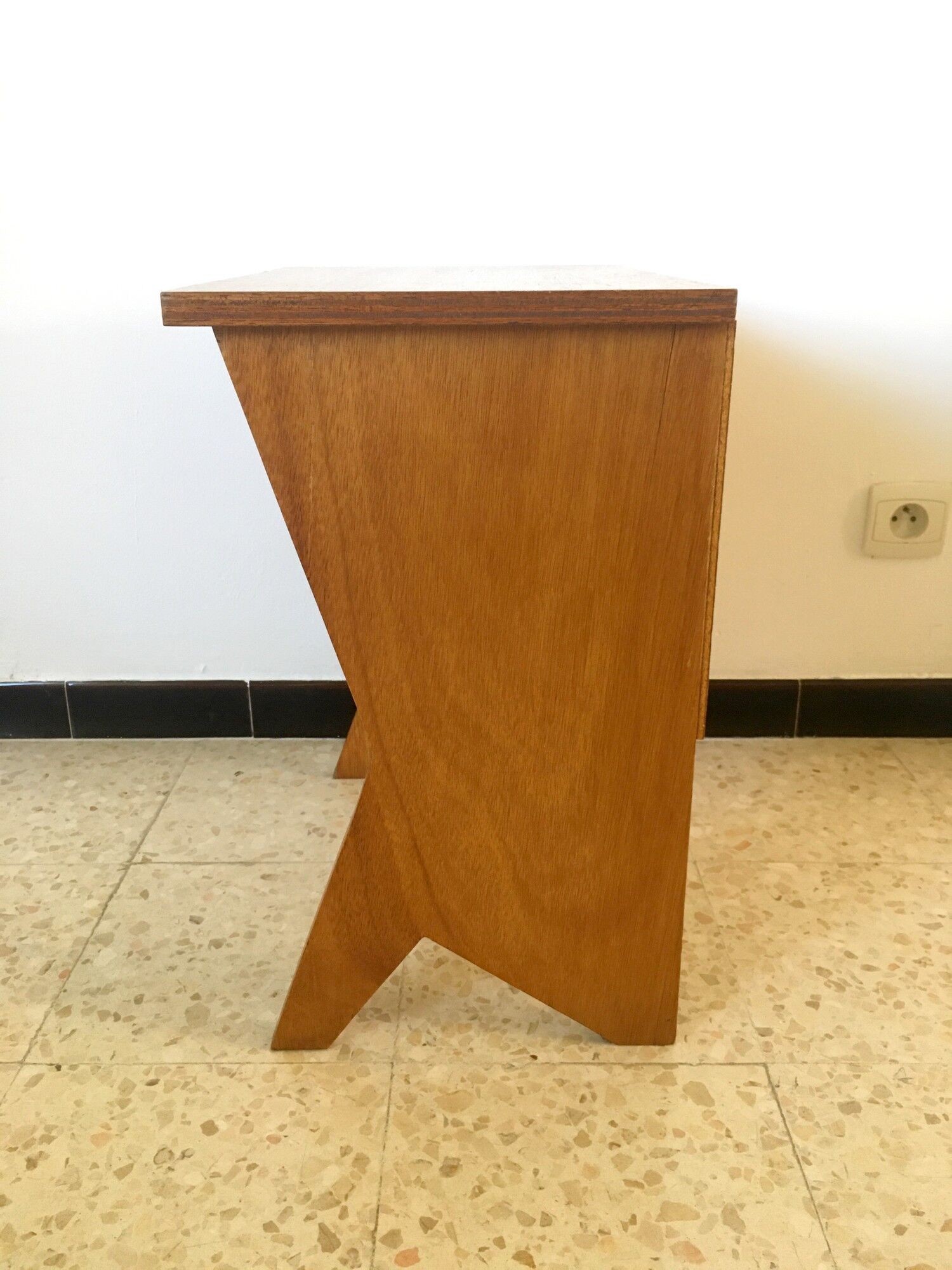 2 vintage bedside tables compass feet 50s