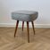 Vintage Footstool: Mid Century Modern Grey Fabric and Wood Legs