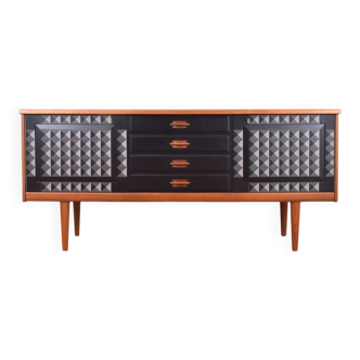 Buffet en teck peint à la main, style Op Art, par Gustav Bahus, années 1960