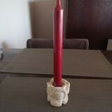 Candlestick in carved stone, signed
