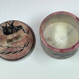 Soapstone box, trinket dish, candy dish with elephant decoration, 9.5 x 9 cm