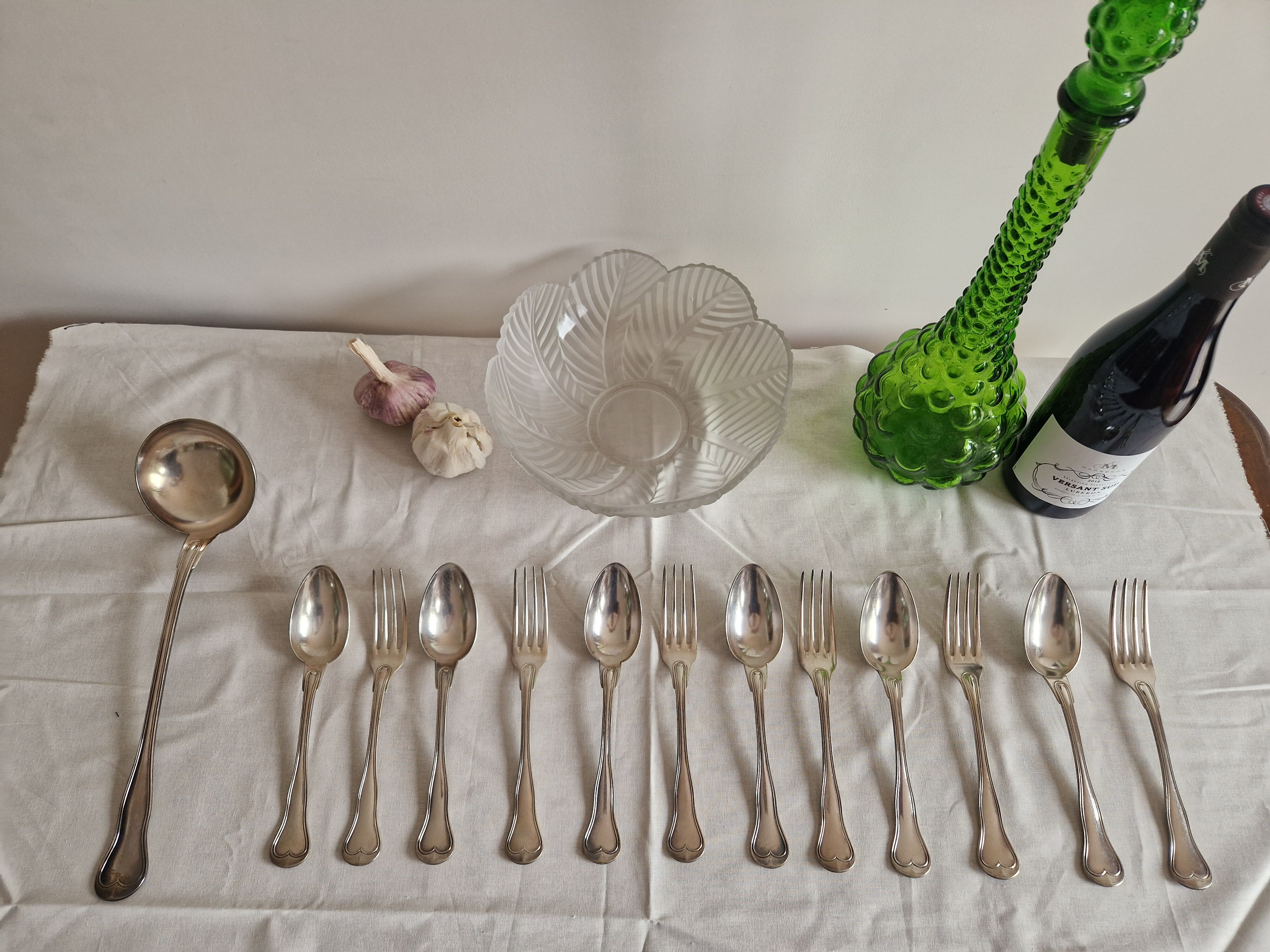 Cutlery set of 13 pieces in silver metal by Christofle