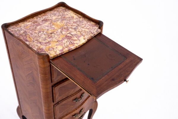 Petite commode ancienne à plateau en marbre, France, vers 1930