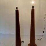 Pair of Bespoke Massive Teak Floor Lamps