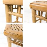 Table d'appoint vintage Tabouret de fleur Banc de fleur Mid Century Bambou Table de nuit Tabouret de
