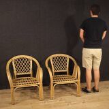 Pair of Italian wicker armchairs from the 60s