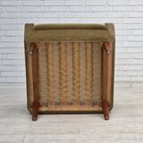 1970s, Danish armchair, original green furniture velour, teak wood legs.