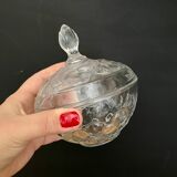 Vintage glass candy box drawing flowers