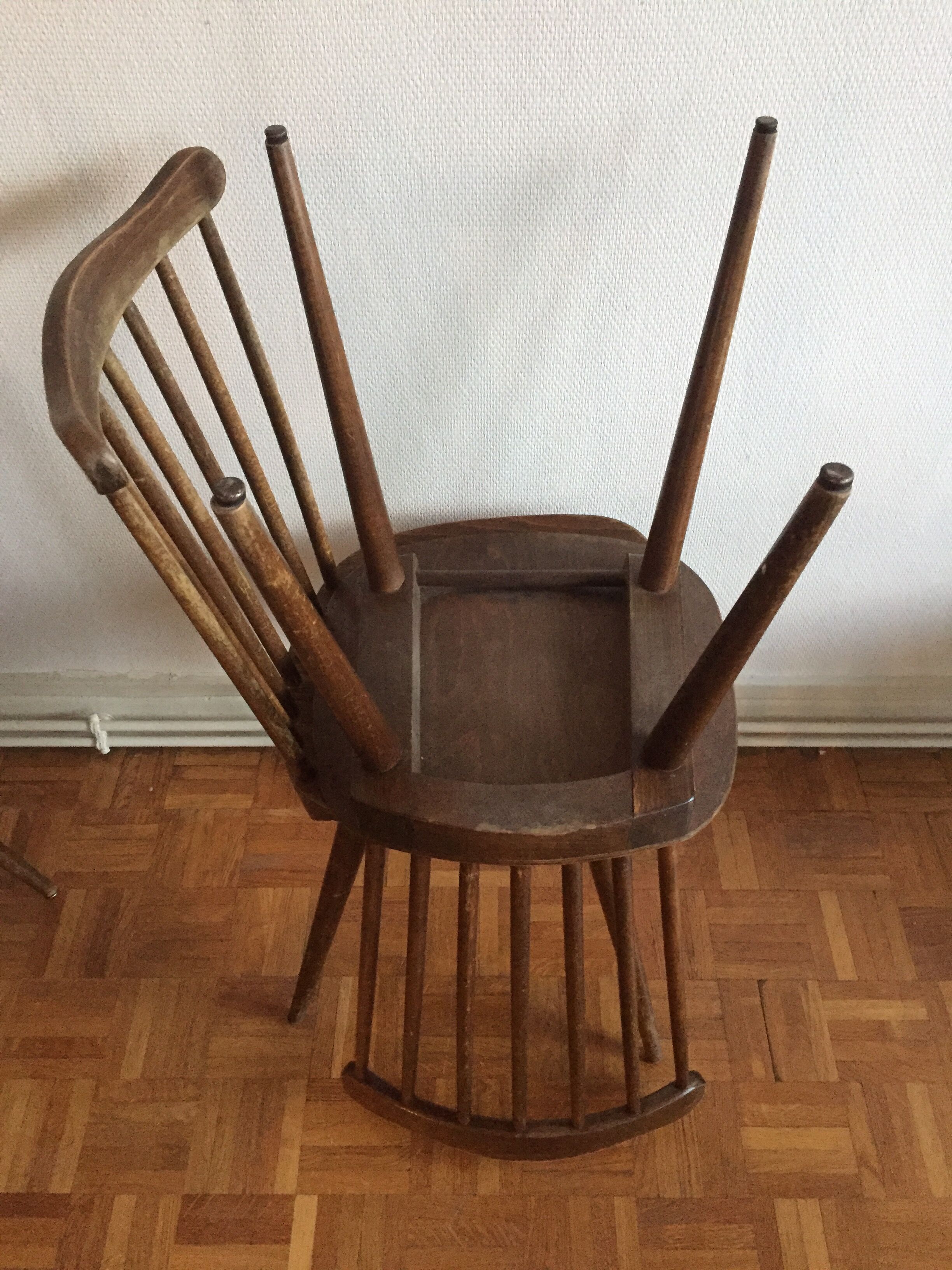 Set of 6 chairs Baumann Menuet in beech, compass feet