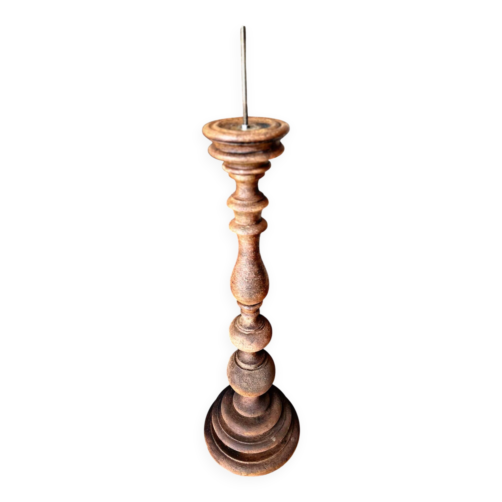 Large hand-patinated wooden candlestick – 100 cm – Unique piece