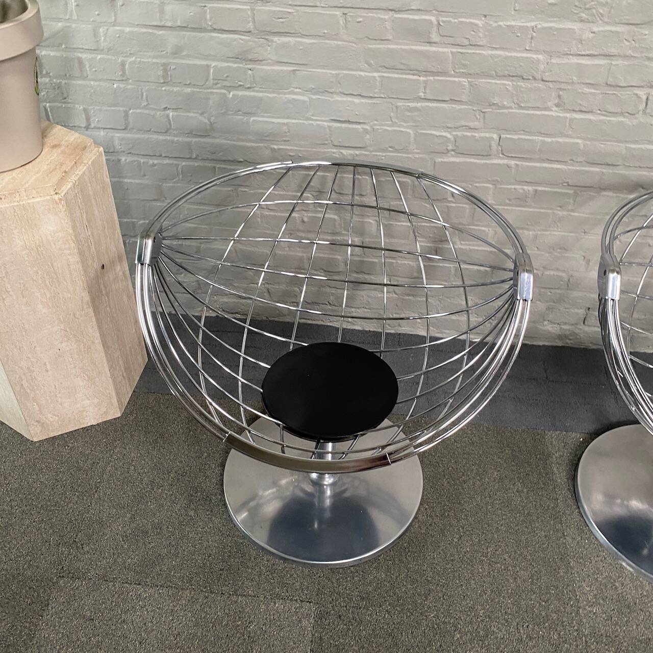 Pair atomic ball chairs by Rudi Verelst for Novalux - Belgium 1974