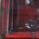 Red Cowhide Leather Chesterfield Side Table with Glass Top