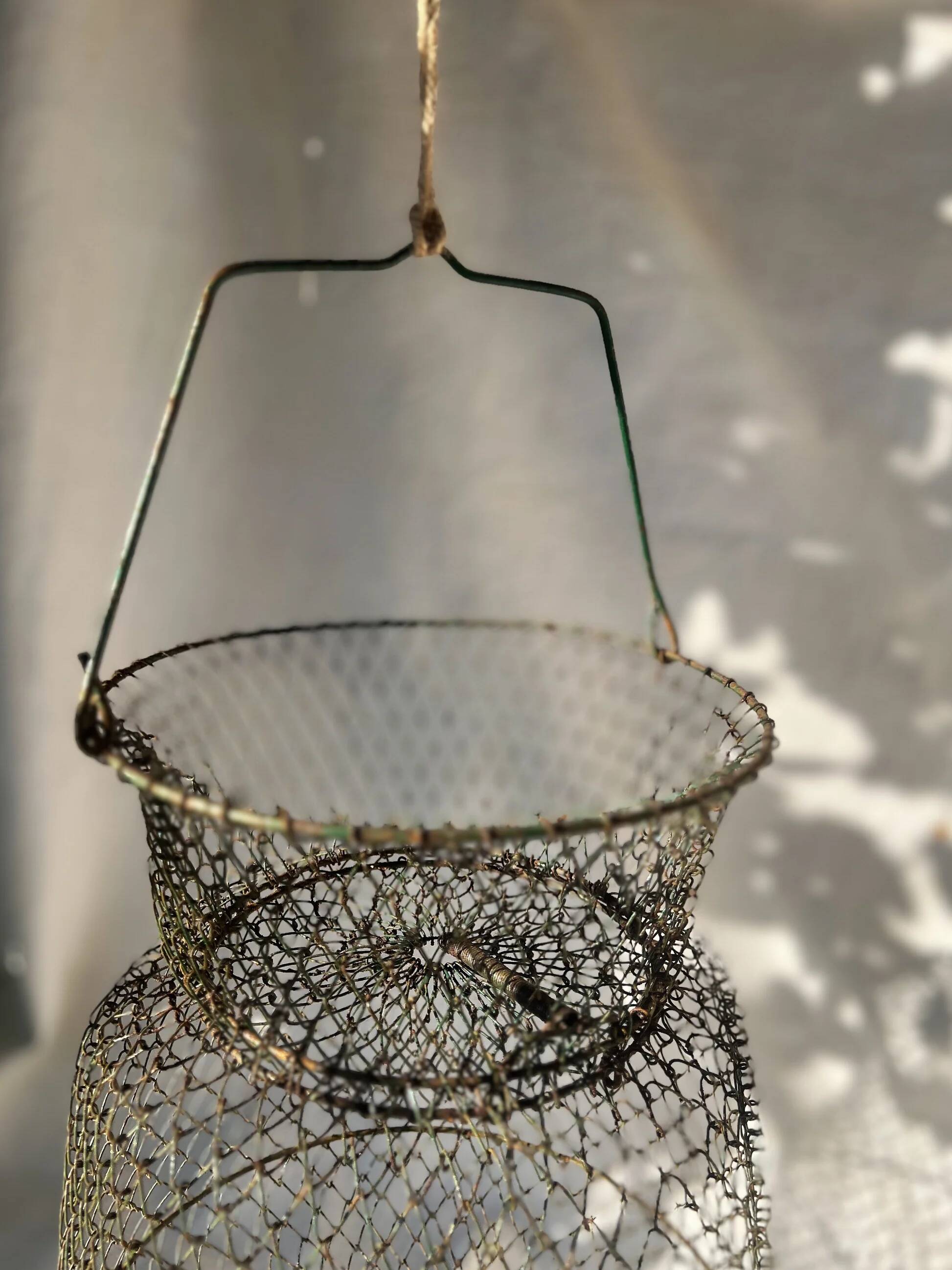 Antique French wire fishing basket