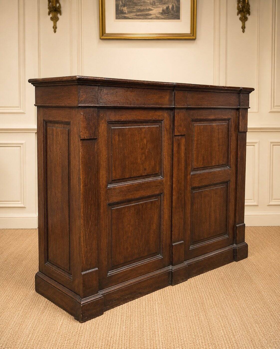 Low plinth buffet – Regency style – Solid oak – Chevron top