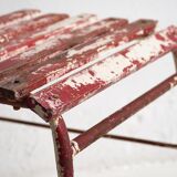 Anciennes chaises de terrasse rouges et blanches (vers 1920). Ensemble de 4 pièces