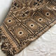 Vintage handmade beige and brown bedspread with fringes