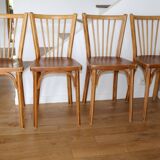Set of 4 Baumann N°12 medium beech chairs