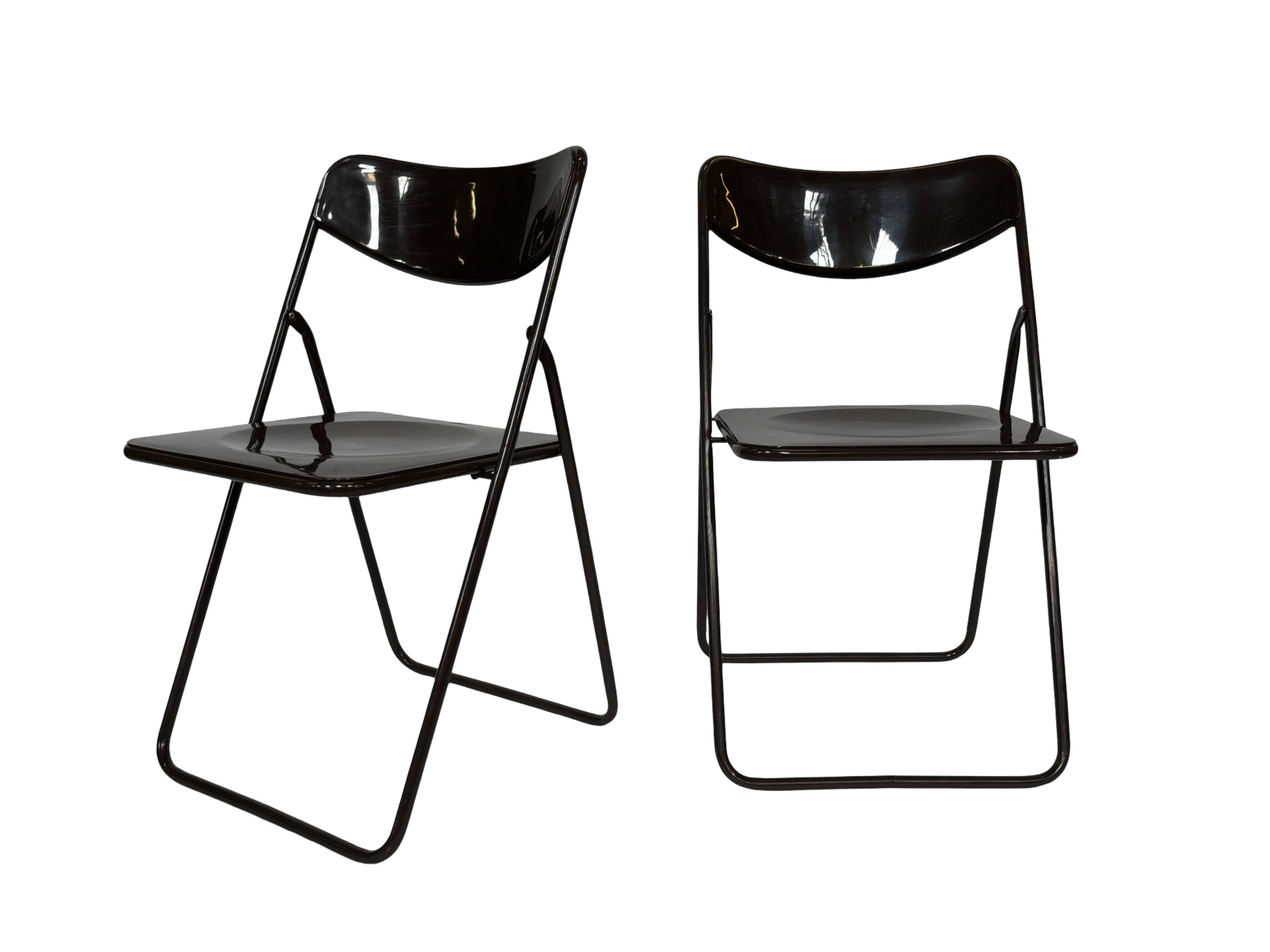 Vintage Ted Folding chairs Niels Gammelgaard for Ikea - Set of four - in Dark Brown