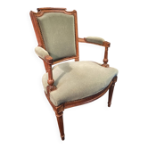 Fauteuil cabriolet velours vert d'époque XVIIIe Louis XVI