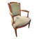 Fauteuil cabriolet velours vert d'époque XVIIIe Louis XVI