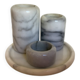 Trio of marble candle holders with stand