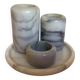 Marble candlestick trio with holder