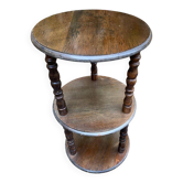 Vintage round shelf in solid oak, circa 1900