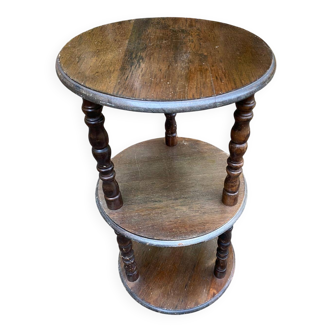 Étagère vintage ronde en chêne massif 1900