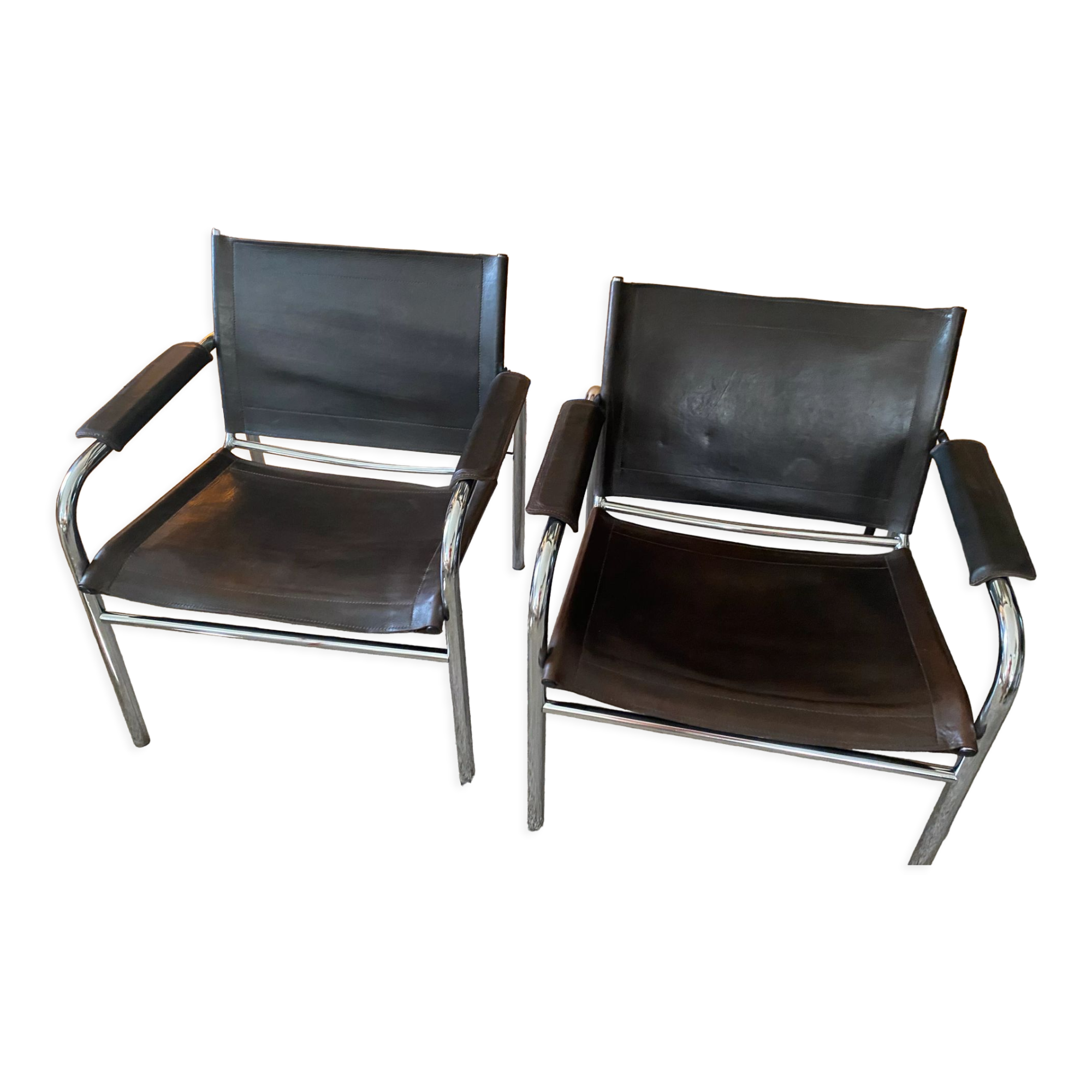 Paire de fauteuils klinte, tord bjorklund en cuir marron 1980