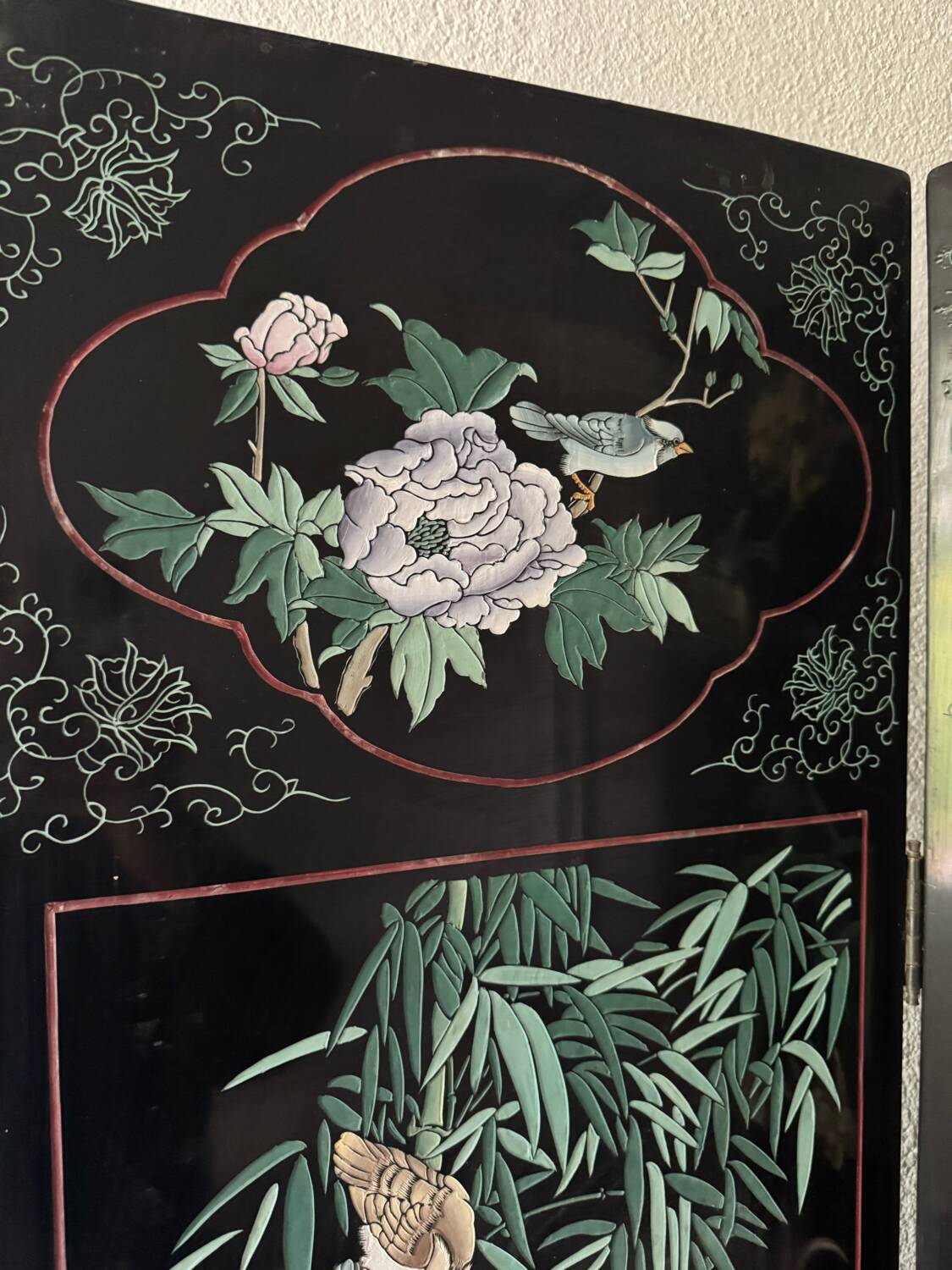 Antique Chinese lacquer screen