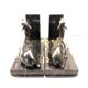 Art Deco Bookends of Doe Lying on Portor Marble