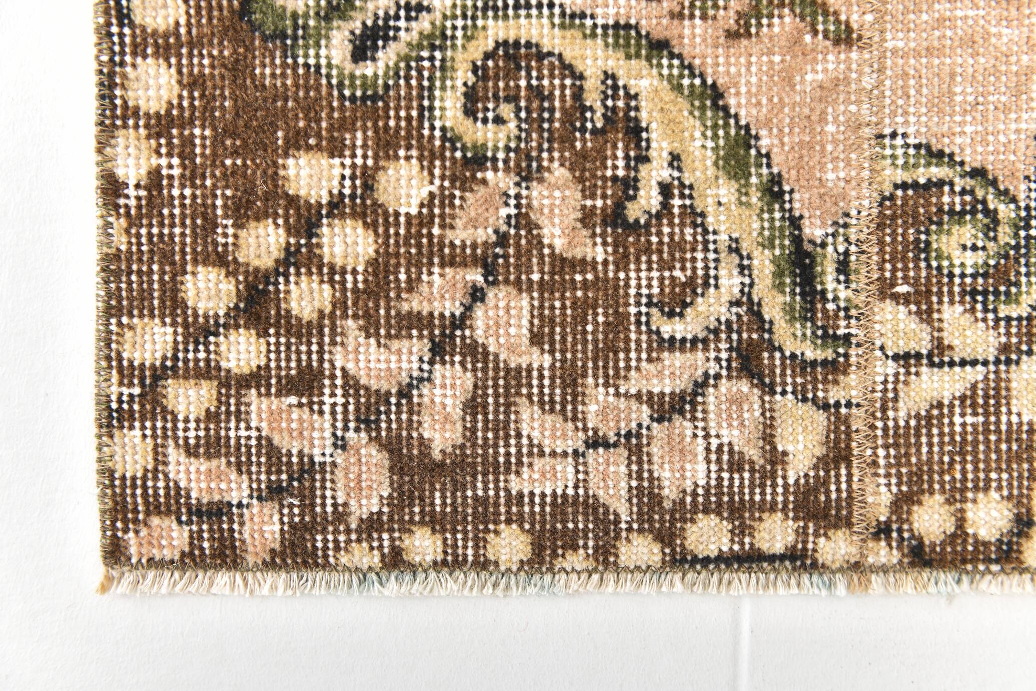 2x9 Rug For Floral Green Turkish Vintage Runner Rug, 64x279Cm SKU 24965