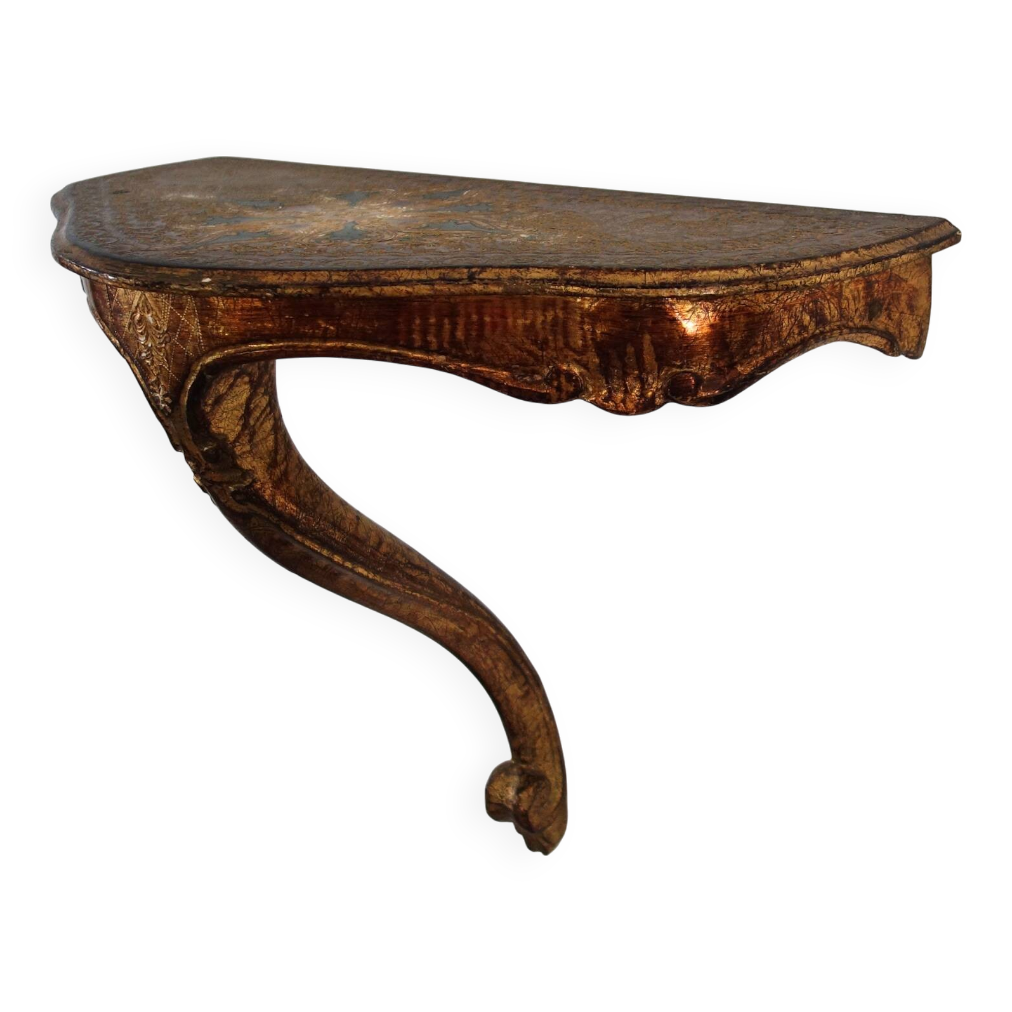 Vintage painted wooden console wall shelf