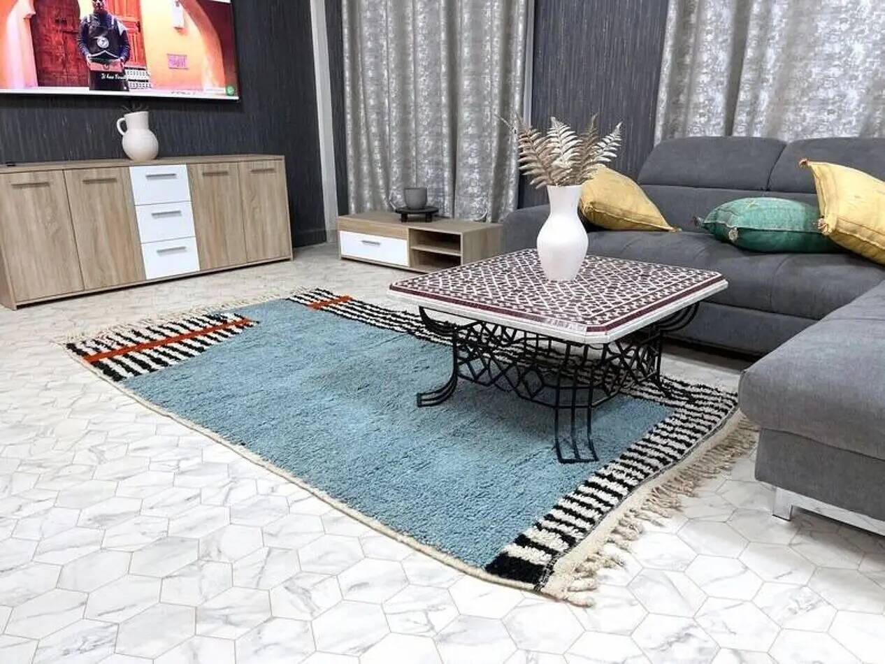 Tapis tissé à la main 200x300 cm, laine, multicolore, Maroc